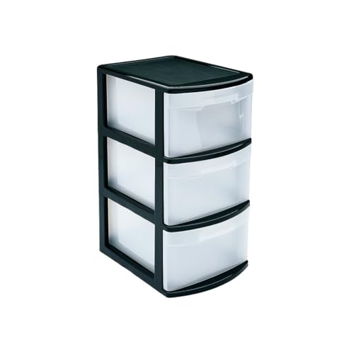 DRW Kommode mit 3 Schubladen, PVC, Schwarz und transparent, 28,5 x 39 x 58,5 cm DRW Kommode mit 3 Schubladen, PVC, Schwarz und transparent, 28,5 x 39 x 58,5 cm von DRW