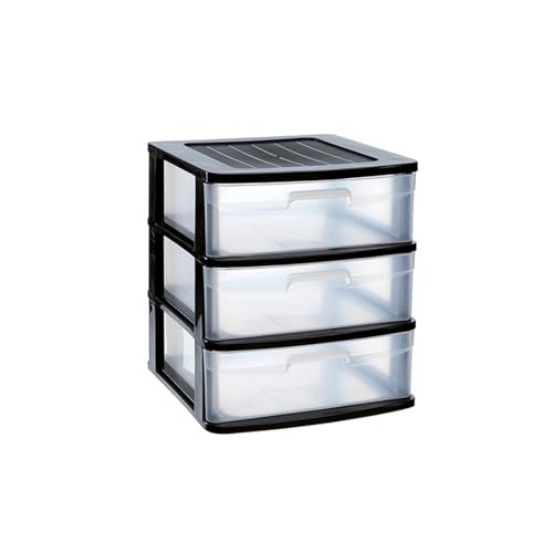 DRW Kommode mit 3 Schubladen, PVC, transparent und schwarz, 39 x 40 x 49,5 cm DRW Kommode mit 3 Schubladen, PVC, transparent und schwarz, 39 x 40 x 49,5 cm von DRW