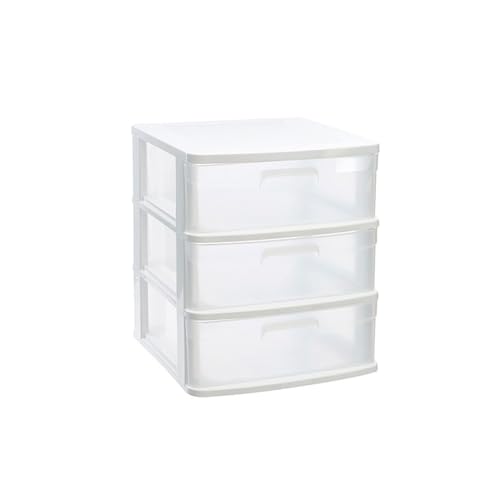 DRW Kommode mit 3 Schubladen, PVC, transparent und weiß, 39 x 40 x 49,5 cm DRW Kommode mit 3 Schubladen, PVC, transparent und weiß, 39 x 40 x 49,5 cm von DRW