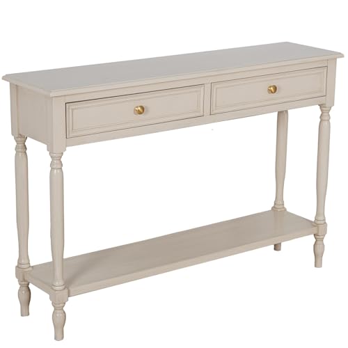DRW Konsolentisch für den Eingangsbereich mit 2 Schubladen aus Holz in Beige, 110 x 28 x 75 cm, Medidas: 110x28x75cm von DRW