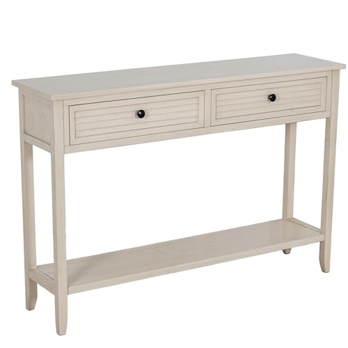 DRW Konsolentisch für den Eingangsbereich mit 2 Schubladen aus Holz in Beige, 110 x 28 x 75 cm, Medidas: 110x28x75cm DRW Konsolentisch für den Eingangsbereich mit 2 Schubladen aus Holz in Beige, 110 x 28 x 75 cm, Medidas: 110x28x75cm von DRW