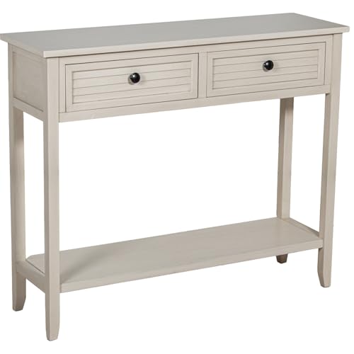 DRW Konsolentisch für den Eingangsbereich mit 2 Schubladen aus Holz in Beige, 90 x 28 x 75 cm, Medidas: 90x28x75cm von DRW