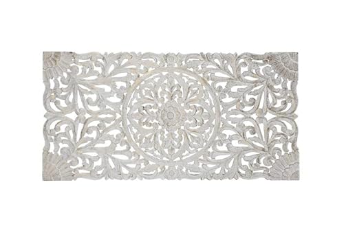 DRW Kopfteil für Bett, 180 cm, Mandala-Holz, geschnitzt, Weiß und Gold, 193 x 92 x 79 cm DRW Kopfteil für Bett, 180 cm, Mandala-Holz, geschnitzt, Weiß und Gold, 193 x 92 x 79 cm von DRW