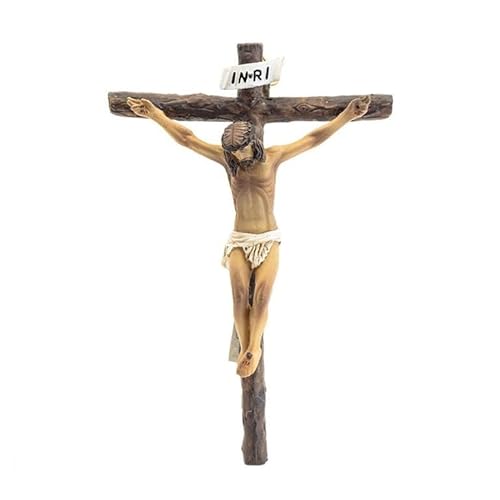 DRW Kruzifix Christus des Guten Todes Harzes Handgemalt, 13 cm von DRW