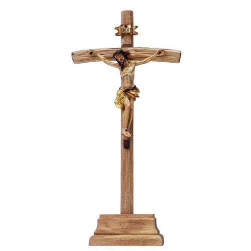 DRW Kruzifix Kreuz Holz Kunstharz handbemalt 28 cm von DRW