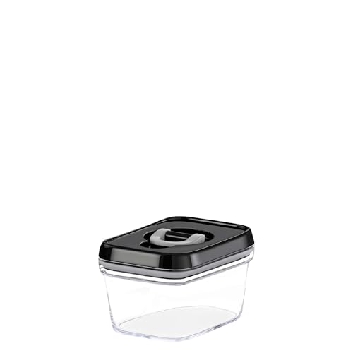 DRW Küchendose aus Acryl, 380 ml, mit luftdichtem Verschluss, transparent und schwarz, 10 x 13 x 8 cm von DRW