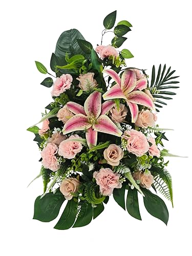 DRW Kunstblumen-Zentrum, Friedhof, Kirche, Hochzeitsgräber, Rosa, Fuchsia, mit Lilien Nelken und Rosen, 63 x 30 x 63 cm DRW Kunstblumen-Zentrum, Friedhof, Kirche, Hochzeitsgräber, Rosa, Fuchsia, mit Lilien Nelken und Rosen, 63 x 30 x 63 cm von DRW