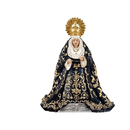 DRW Madonna de la Macarena Schwarz Königin und Dame von Sevilla aus handbemaltem Harz, 12 x 10 x 15 cm von DRW