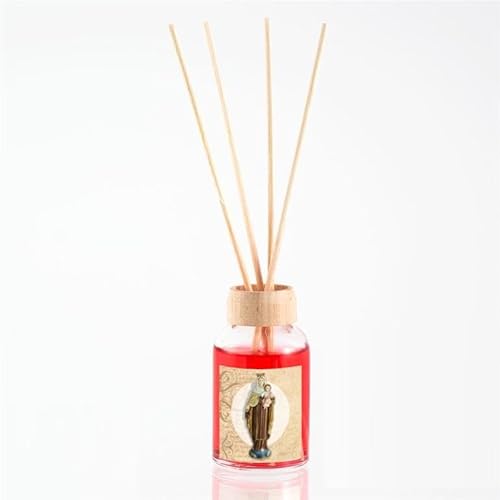 DRW Mikado Virgen del Carmen Glasdose 3x3x6.5 cm, Glas, rot von DRW