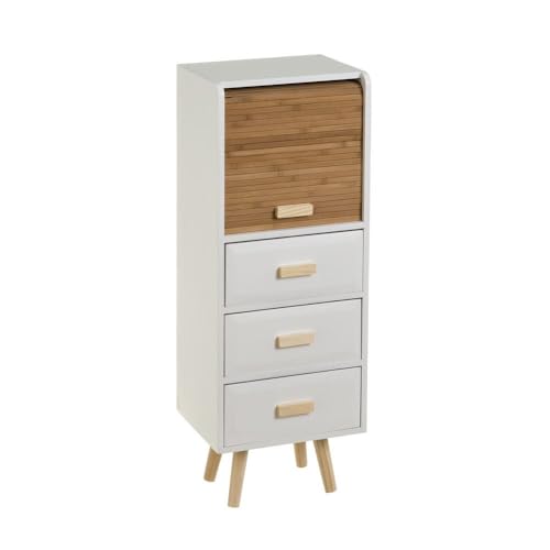 DRW Möbelstück mit 3 Schubladen und 1 Rollladentür aus MDF-Holz in Weiß und Natur DRW Möbelstück mit 3 Schubladen und 1 Rollladentür aus MDF-Holz in Weiß und Natur von DRW