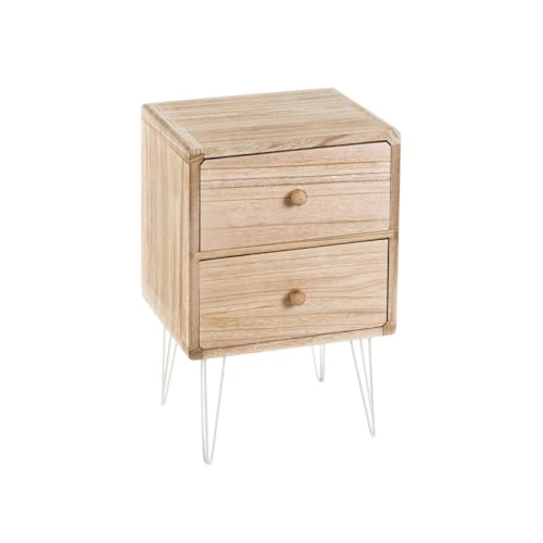DRW Nachttisch mit 2 Schubladen aus Holz und Metall in Natur DRW Nachttisch mit 2 Schubladen aus Holz und Metall in Natur von DRW