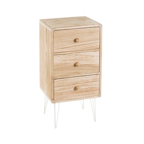 DRW Nachttisch mit 3 Schubladen aus Holz und Metall in Natur DRW Nachttisch mit 3 Schubladen aus Holz und Metall in Natur von DRW