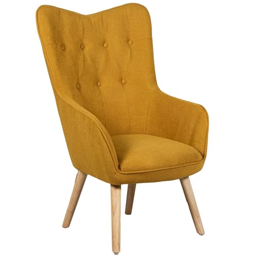 DRW Ohrensessel aus Holz und Stoff in Senf und Natur, 65 x 71 x 99 cm DRW Ohrensessel aus Holz und Stoff in Senf und Natur, 65 x 71 x 99 cm von DRW