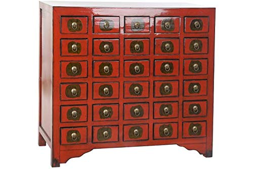 DRW Orientalische Kommode mit 30Schubladen von Olmo in Rot 105 x 44 x 98 cm, 105x44x98cm von DRW