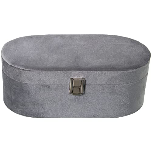 DRW Ovale Schmuckschatulle mit Spiegel aus Samt in Grau, 10 x 13 x 26 cm DRW Ovale Schmuckschatulle mit Spiegel aus Samt in Grau, 10 x 13 x 26 cm von DRW