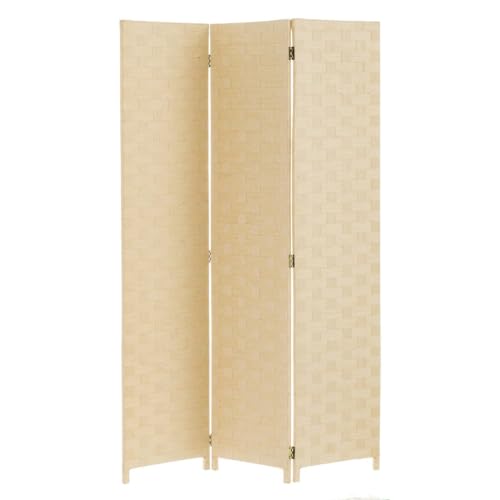 DRW Paravent mit 3 Blättern aus geflochtenem Papier in Beige von DRW