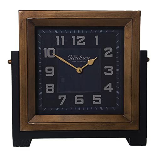 DRW Quadratische Tischuhr aus Metall in Braun und Schwarz, 34 x 10 x 34 cm von DRW