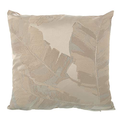 DRW Quadratisches Stoffkissen mit Blättern und Reißverschluss, Creme, 45 x 45 cm DRW Quadratisches Stoffkissen mit Blättern und Reißverschluss, Creme, 45 x 45 cm von DRW
