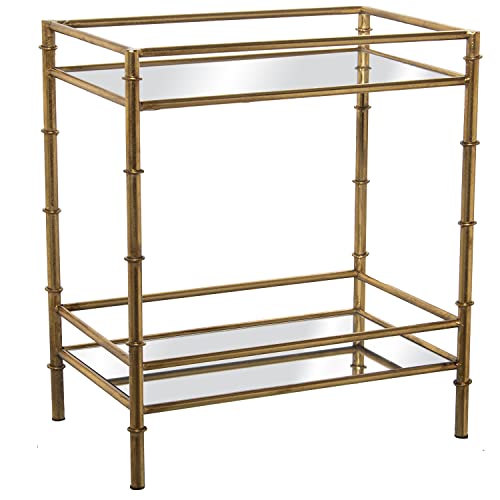DRW Rechteckiger Beistelltisch aus Metall und Spiegel mit Zwei Ebenen in Gold, 54 x 34 x 60 cm, Höhe 10,5 cm DRW Rechteckiger Beistelltisch aus Metall und Spiegel mit Zwei Ebenen in Gold, 54 x 34 x 60 cm, Höhe 10,5 cm von DRW