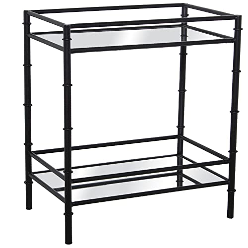 DRW Rechteckiger Beistelltisch aus Metall und Spiegel mit Zwei Ebenen, Schwarz, matt, 54 x 34 x 60 cm, Höhe 10,5 cm von DRW