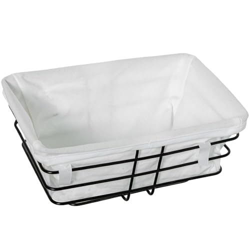 DRW Rechteckiger Brotkasten aus Metall und Stoff in Schwarz und Weiß, 25 x 17 x 11 cm DRW Rechteckiger Brotkasten aus Metall und Stoff in Schwarz und Weiß, 25 x 17 x 11 cm von DRW