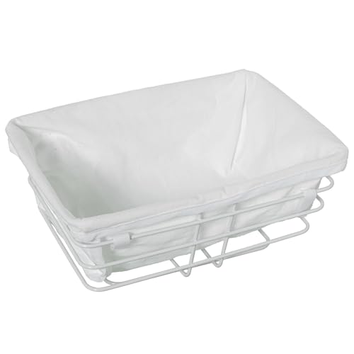 DRW Rechteckiger Brotkasten aus Metall und Stoff in Weiß, 25 x 17 x 11 cm DRW Rechteckiger Brotkasten aus Metall und Stoff in Weiß, 25 x 17 x 11 cm von DRW
