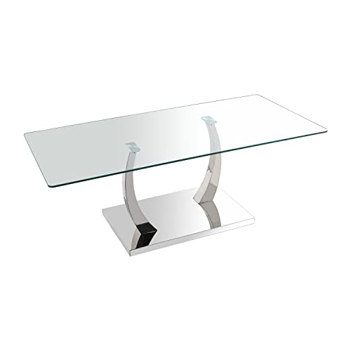 DRW Rechteckiger Couchtisch aus Metall und Glas in transparent und verchromt, 120 x 60 x 45 cm, bunt, estandar von DRW
