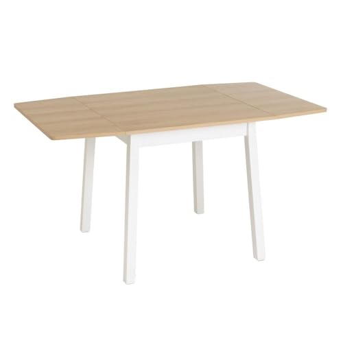 DRW Rechteckiger Klapptisch aus Holz und PB in Natur und Weiß DRW Rechteckiger Klapptisch aus Holz und PB in Natur und Weiß von DRW