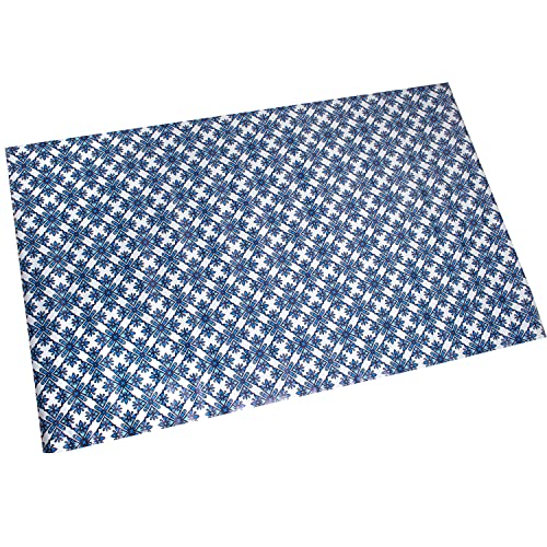 DRW Rechteckiger Teppich aus Vinylschaum und PVC, mit Zeichnungen in Blau und Weiß, 120 x 195 cm von DRW