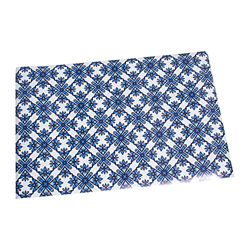 DRW Rechteckiger Teppich aus Vinylschaum und PVC, mit Zeichnungen in Blau und Weiß, 90 x 60 cm von DRW
