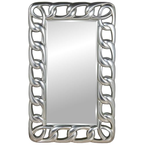 DRW Rechteckiger Wand-oder Bodenspiegel mit silberfarbenen Gliedern, 86 x 6 x 136 cm, Polyurethan, Silber, 86x6x136 cm DRW Rechteckiger Wand-oder Bodenspiegel mit silberfarbenen Gliedern, 86 x 6 x 136 cm, Polyurethan, Silber, 86x6x136 cm von DRW
