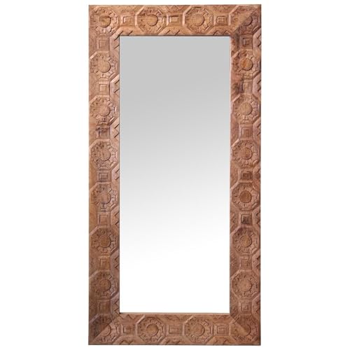 DRW Rechteckiger Wandspiegel aus Holz in Natur, 90 x 180 x 7 cm DRW Rechteckiger Wandspiegel aus Holz in Natur, 90 x 180 x 7 cm von DRW