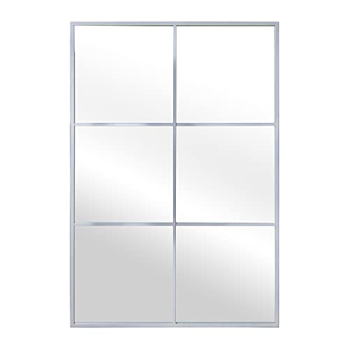 DRW Rechteckiger Wandspiegel aus weißem Metall, 80 x 2 x 120 cm von DRW
