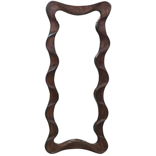 DRW Rechteckiger Wandspiegel mit Holzformen in Natur, 75 x 180 x 7 cm von DRW