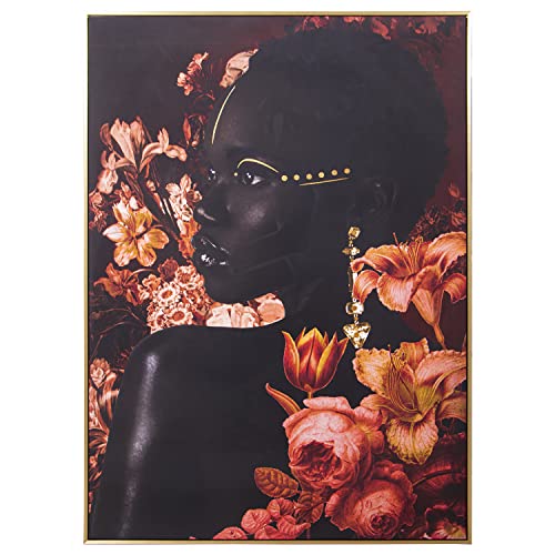 DRW Rechteckiges Bild auf Leinwand, bedruckt mit Blumen, goldener Rahmen, 100 x 4 x 100 cm DRW Rechteckiges Bild auf Leinwand, bedruckt mit Blumen, goldener Rahmen, 100 x 4 x 100 cm von DRW
