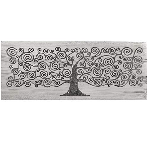 DRW Rechteckiges Bild aus MDF-Holz mit einem Baum in Silber 150 x 60 x 3,5 cm von DRW