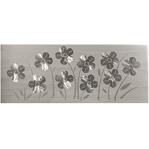 DRW Rechteckiges Bild aus MDF mit Blumen in Silber 150 x 60 cm von DRW