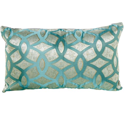 DRW Rechteckiges Kissen aus Polyester mit Reißverschluss in Blau, 50 x 10 x 30 cm von DRW