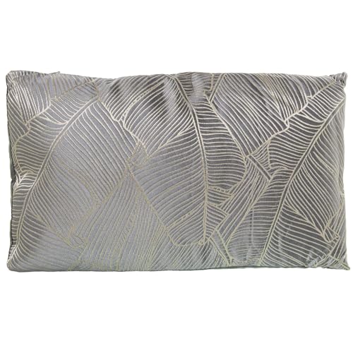 DRW Rechteckiges Kissen aus Polyester mit Reißverschluss mit grauem und beigem Blätter, 50 x 30 cm DRW Rechteckiges Kissen aus Polyester mit Reißverschluss mit grauem und beigem Blätter, 50 x 30 cm von DRW