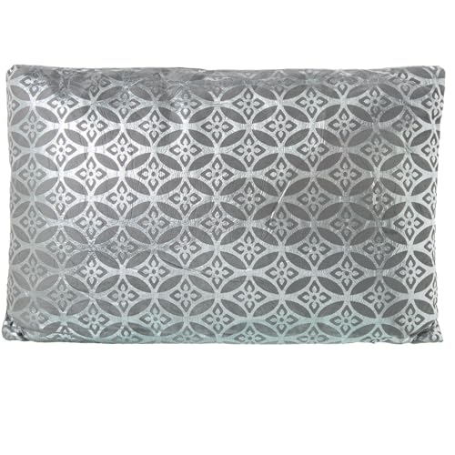 DRW Rechteckiges Kissen aus Polyester mit Reißverschluss mit silberner Blume, 50 x 30 cm DRW Rechteckiges Kissen aus Polyester mit Reißverschluss mit silberner Blume, 50 x 30 cm von DRW