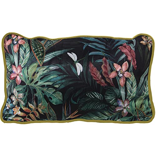 DRW Rechteckiges Kissen aus Samt mit Reißverschluss, mit Blumen und Blättern, 50 x 30 cm DRW Rechteckiges Kissen aus Samt mit Reißverschluss, mit Blumen und Blättern, 50 x 30 cm von DRW