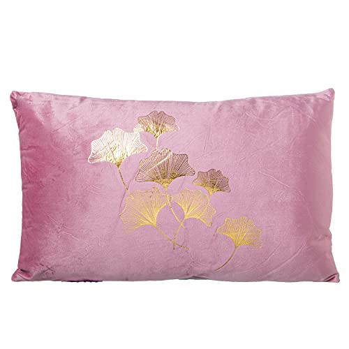 DRW Rechteckiges Kissen aus Samt mit Reißverschluss in Rosa mit Blumen in Gold, 50 x 30 cm DRW Rechteckiges Kissen aus Samt mit Reißverschluss in Rosa mit Blumen in Gold, 50 x 30 cm von DRW