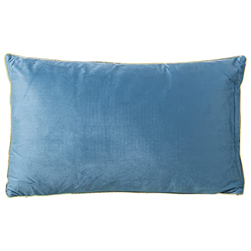 DRW Rechteckiges Kissen aus glattem Samt mit Reißverschluss in Blau, 30 x 50 cm von DRW
