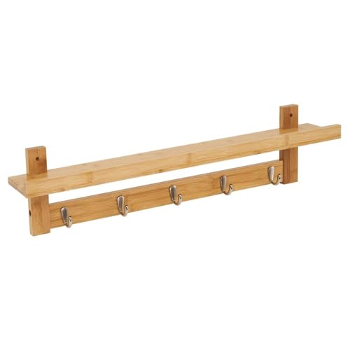 DRW Regal mit 5 Haken aus Holz und Metall in Natur DRW Regal mit 5 Haken aus Holz und Metall in Natur von DRW