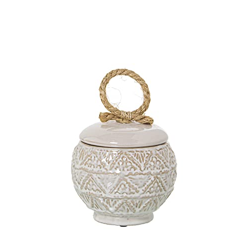 DRW Runde Keramik-Trommel mit Seil im Deckel in Weiß, 16 x 24 cm, Ceramica, estandar von DRW