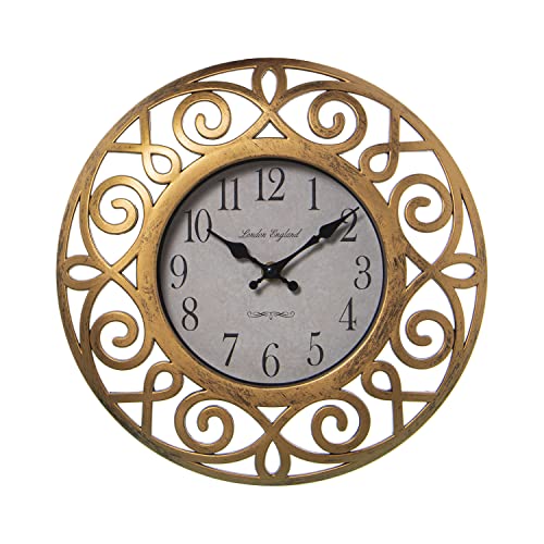 DRW Runde Wanduhr aus Kunstharz, durchbrochenes Design, 30 x 4 cm, Zifferblatt 15,5 cm, 30 x 4 cm, Esfera 15,5 cm von DRW
