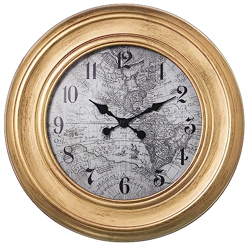 DRW Runde Wanduhr aus Melamin in Gold, 58 x 58 x 5 cm von DRW