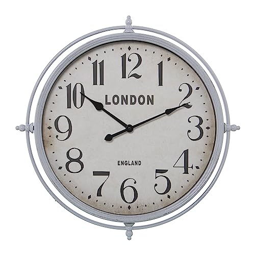 DRW Runde Wanduhr aus Melamin in Silber, 52 x 52 x 5 cm von DRW
