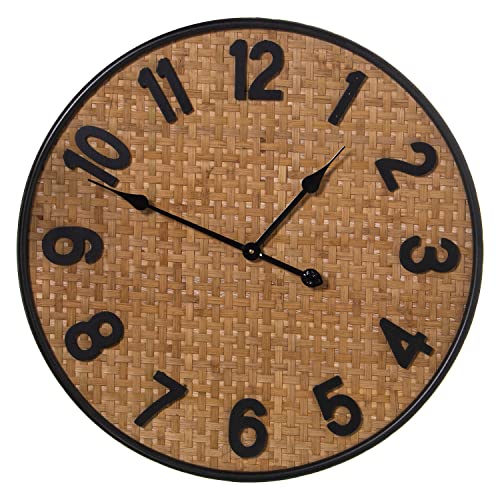 DRW Runde Wanduhr aus Metall und Korbweide in Natur und Schwarz 60 x 5 cm DRW Runde Wanduhr aus Metall und Korbweide in Natur und Schwarz 60 x 5 cm von DRW