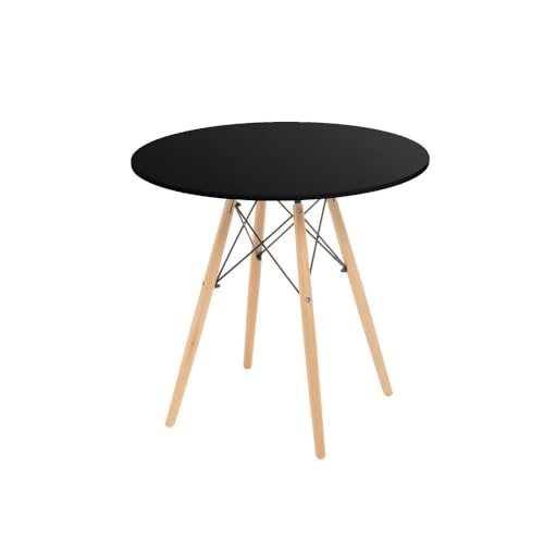 DRW Runder Beistelltisch aus MDF-Holz in Schwarz und Natur von DRW